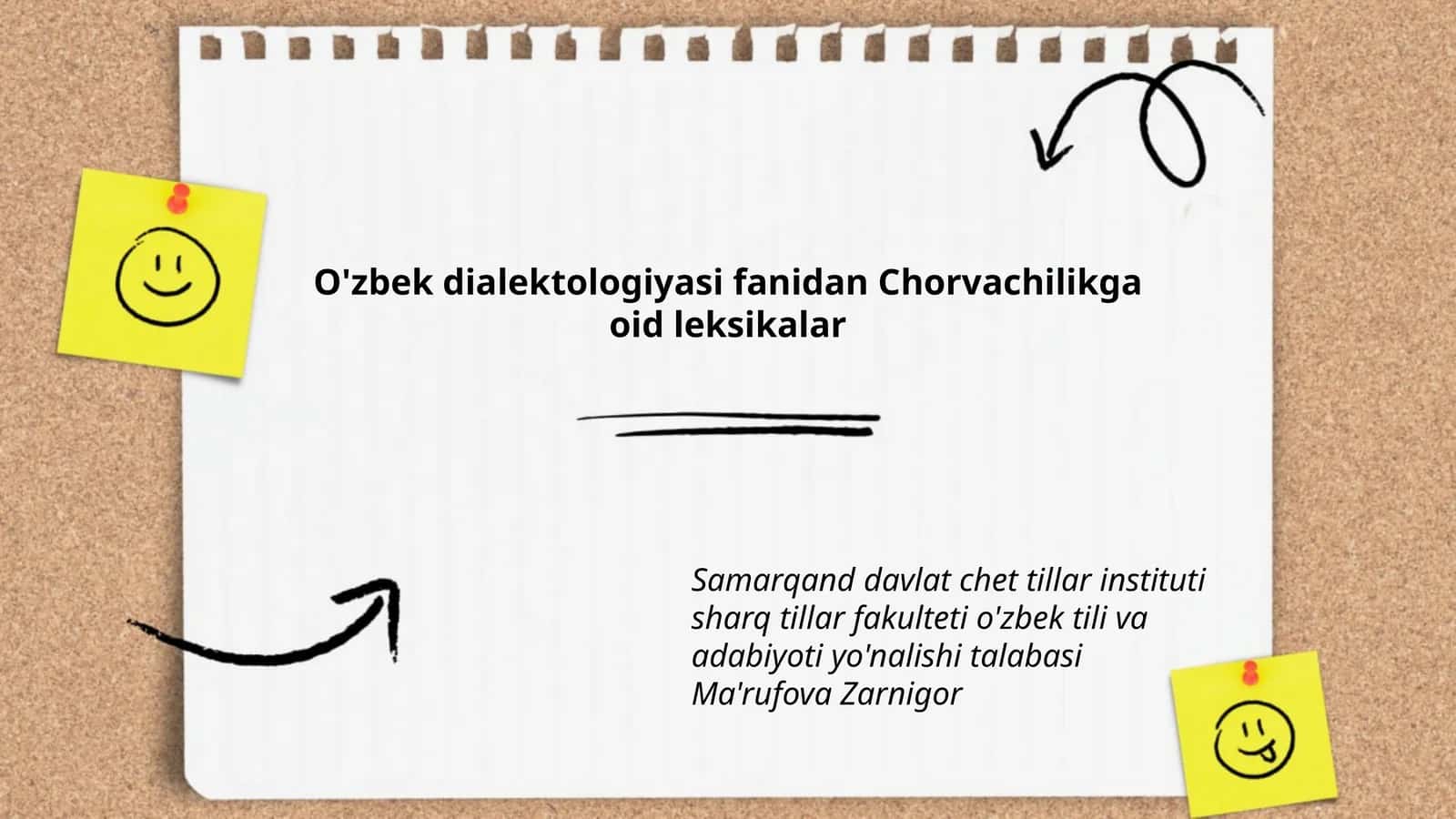 O'zbek dialektologiyasi fanidan Chorvachilikga oid leksikalar 1