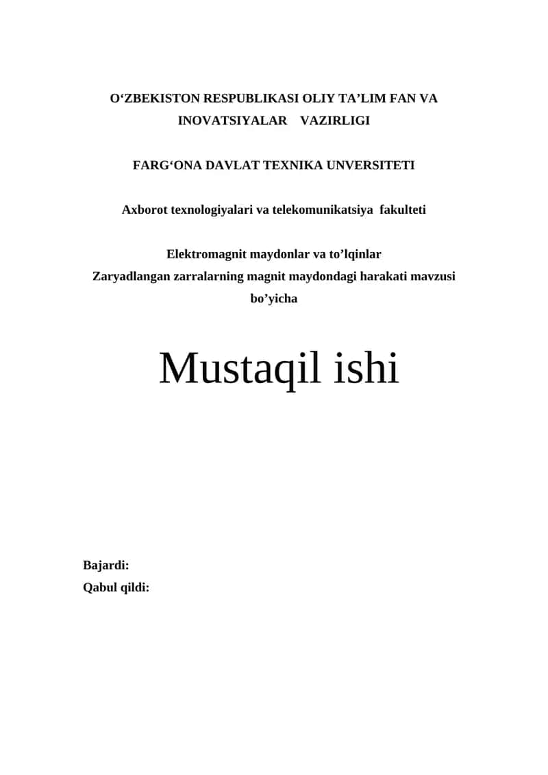 Zaryadlangan zarralarining magnit maydondagi harakati va ularning turlari 1