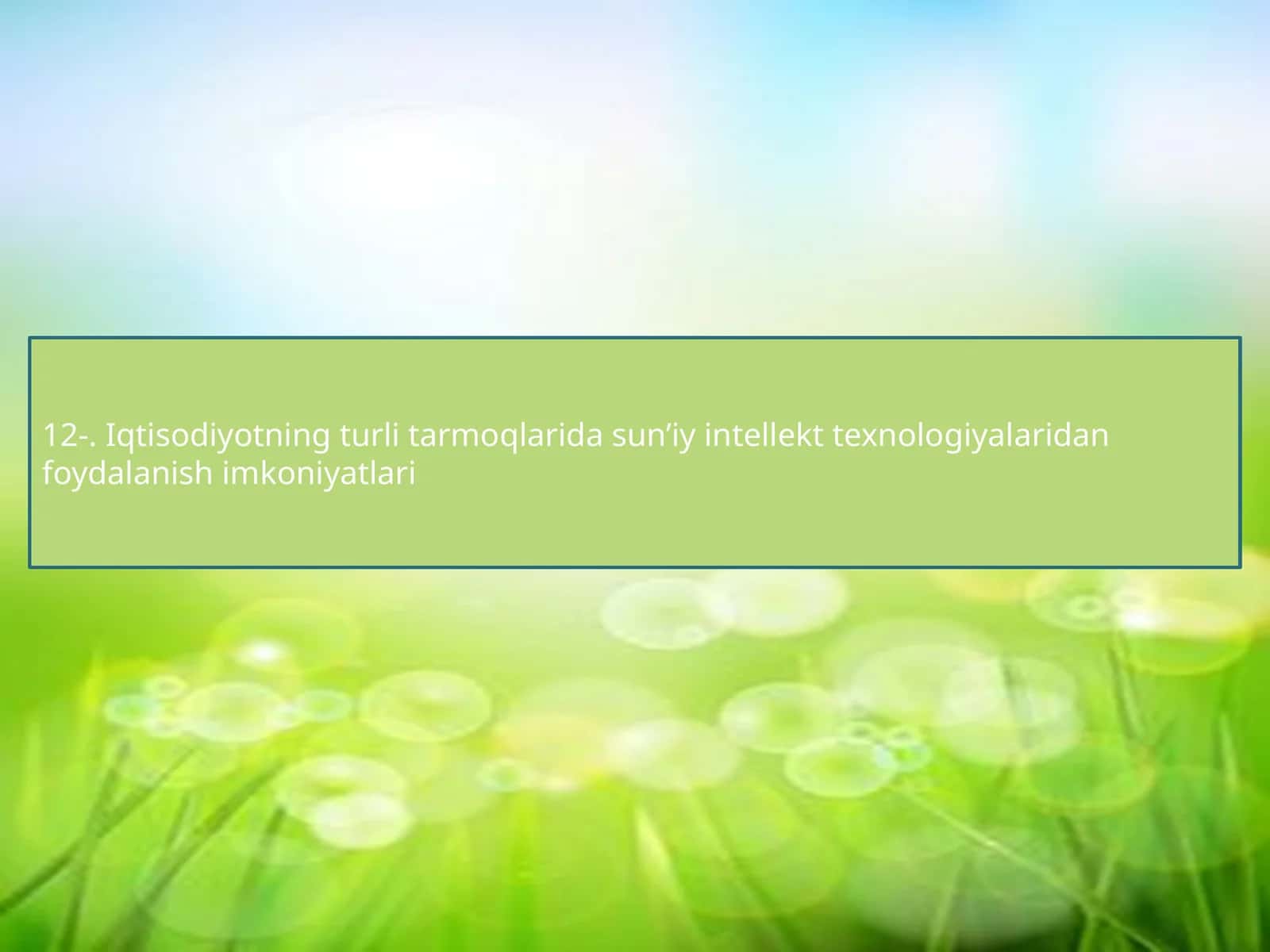 Sun'iy Intellekt va AI 1