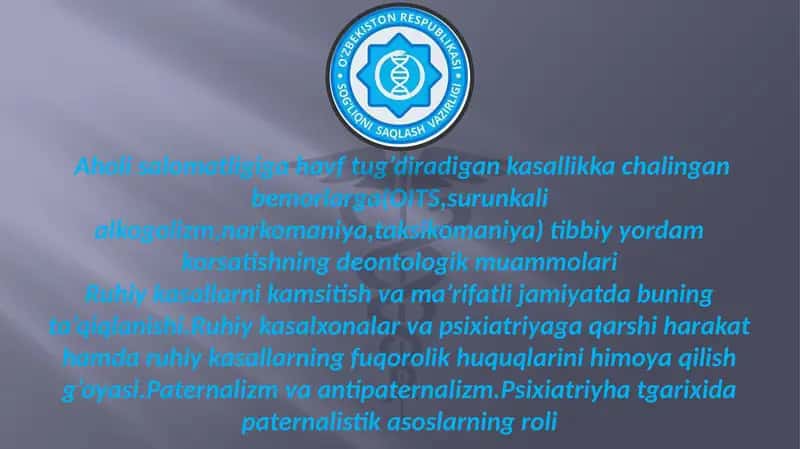 Ruhiy kasalliklar deontologik muammolari 1