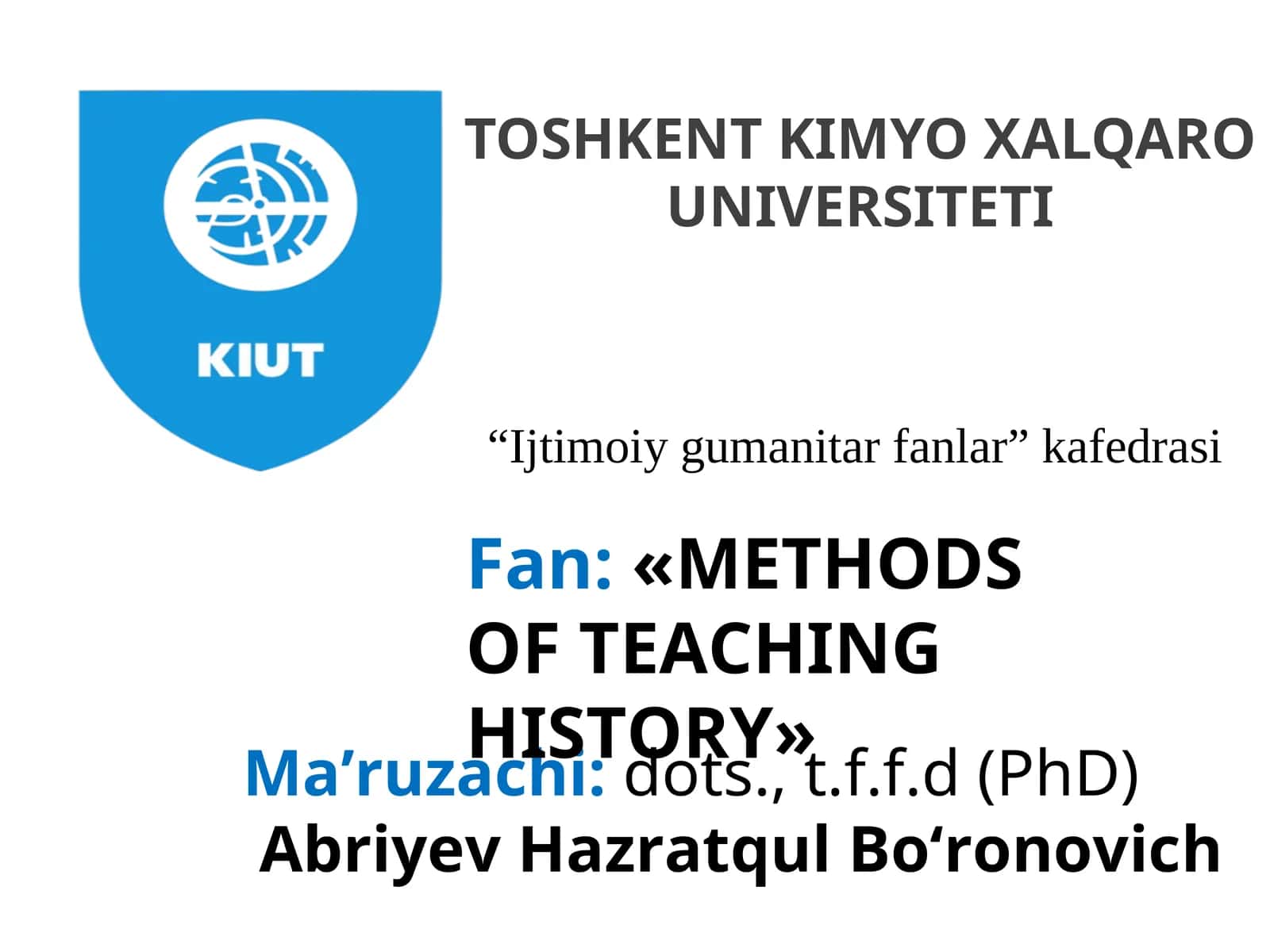 Tarix o‘qitish metodikasi 1