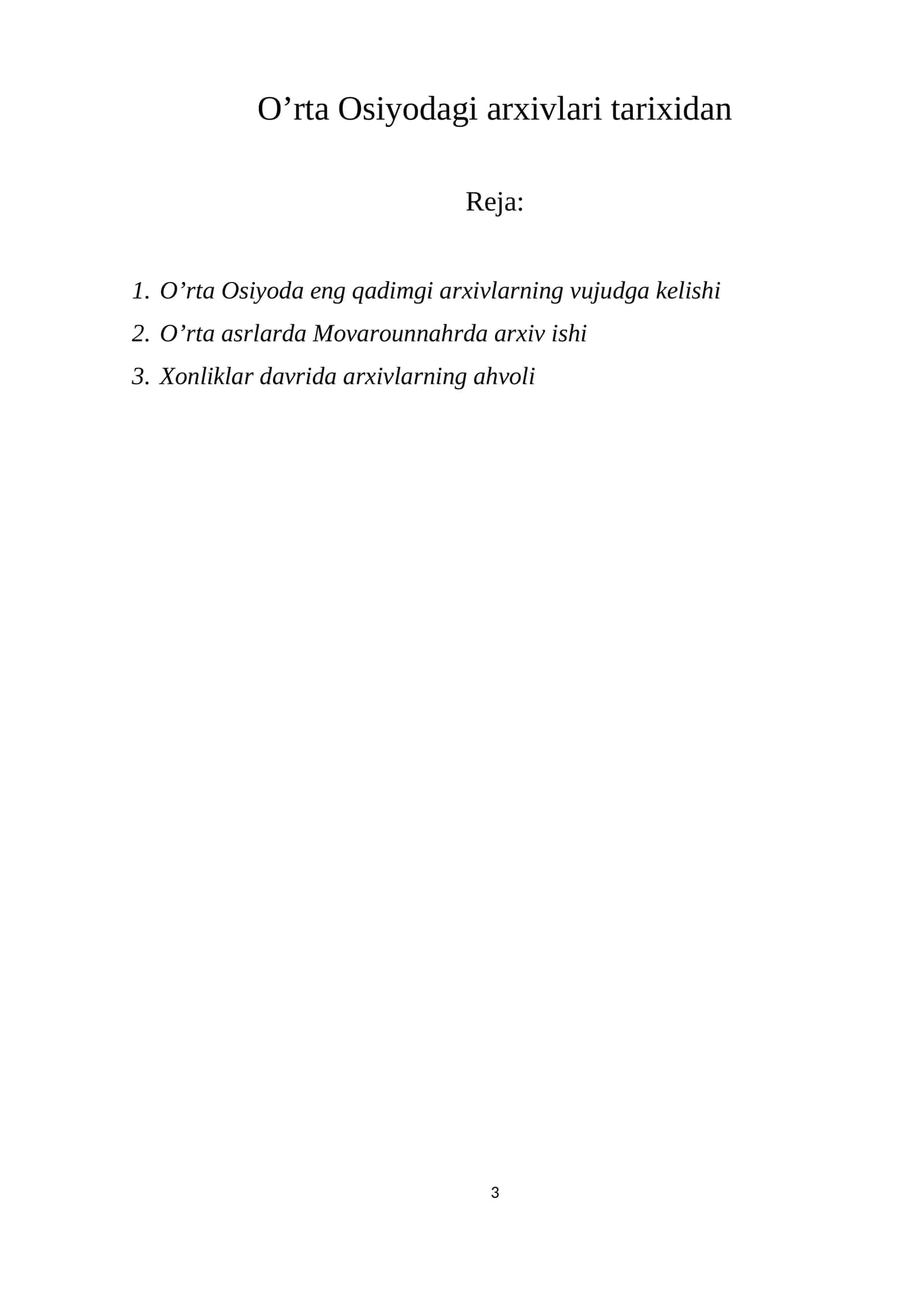 O’rta Osiyodagi arxivlari tarixidan 1