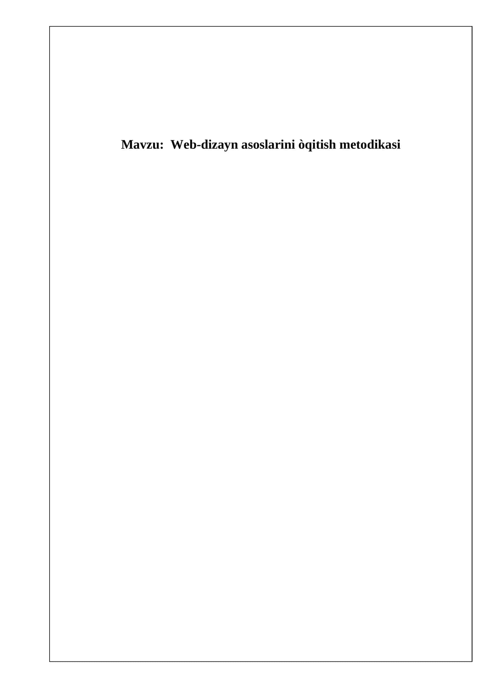 Web-dizayn asoslarini òqitish metodikasi 1