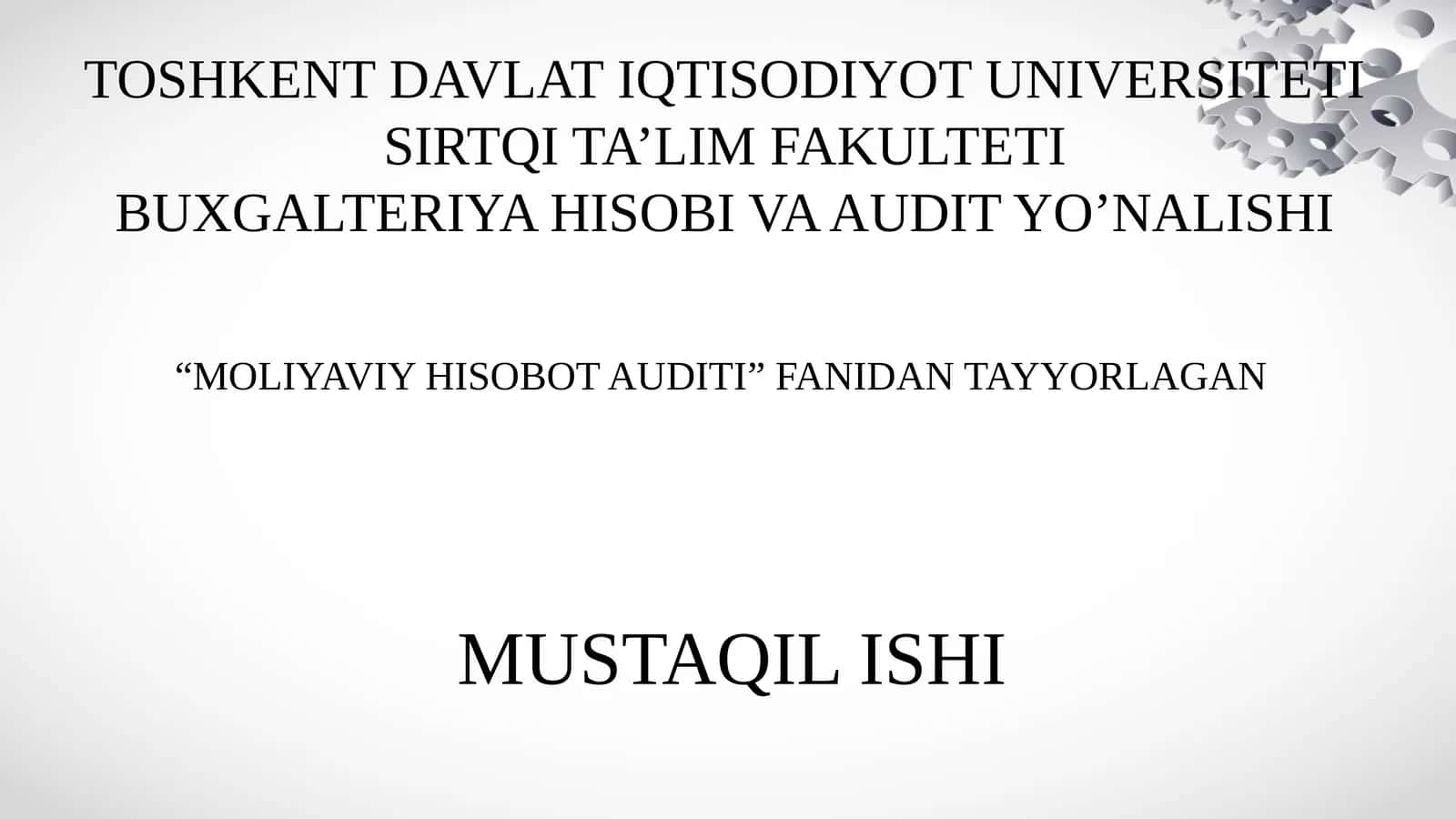 Debitorlik va Kreditorlik Qarzlari Auditini Tashkil Etish 1