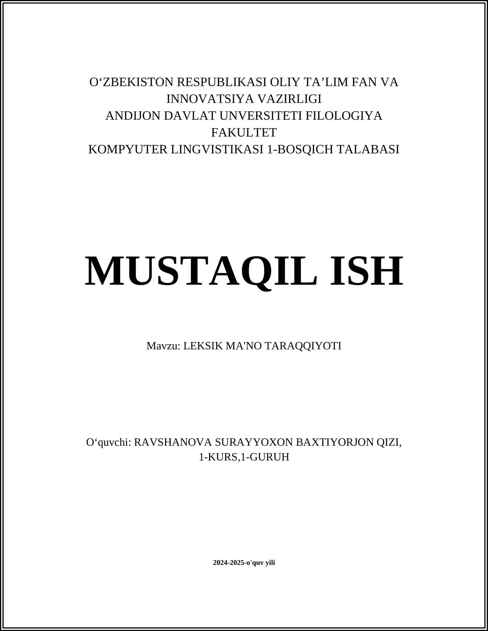 LEKSIK MA'NO TARAQQIYOTI 1