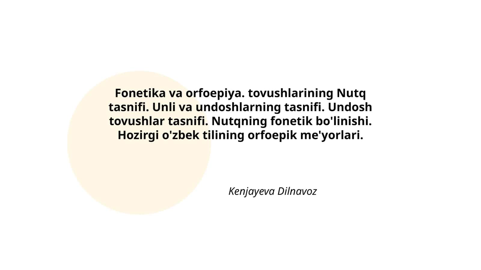 Fonetika va orfoepiya. tovushlarining Nutq tasnifi 1