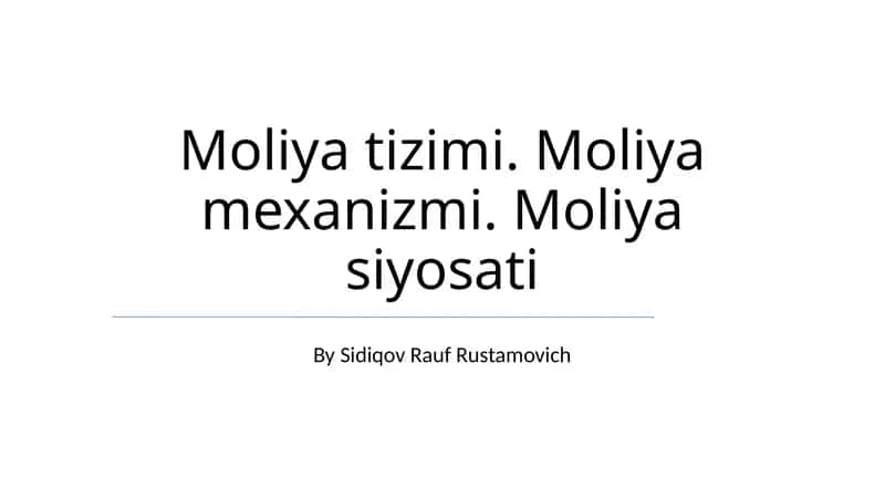 Moliya tizimi 1