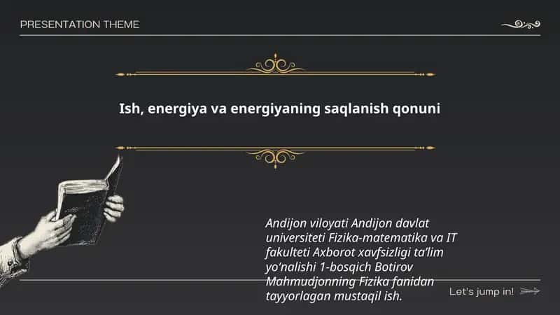 Ish, energiya va energiyaning saqlanish qonuni 1