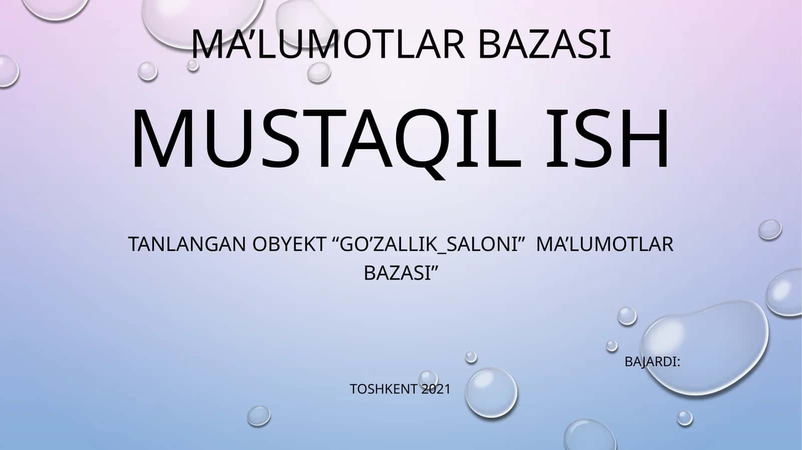 Ma’lumotlar bazasi 1