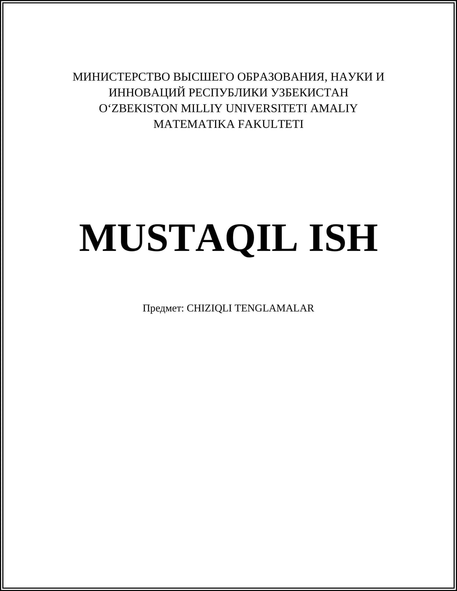 CHIZIQLI TENGLAMALAR 1