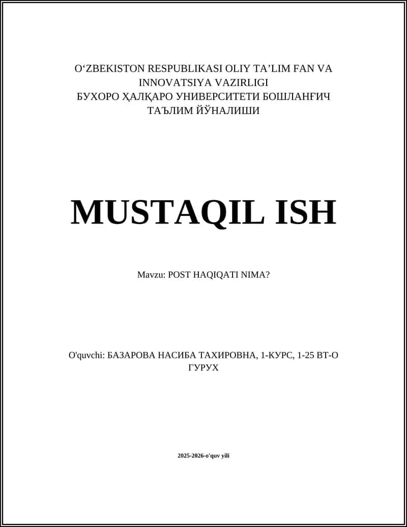 POST HAQIQATI NIMA? 1