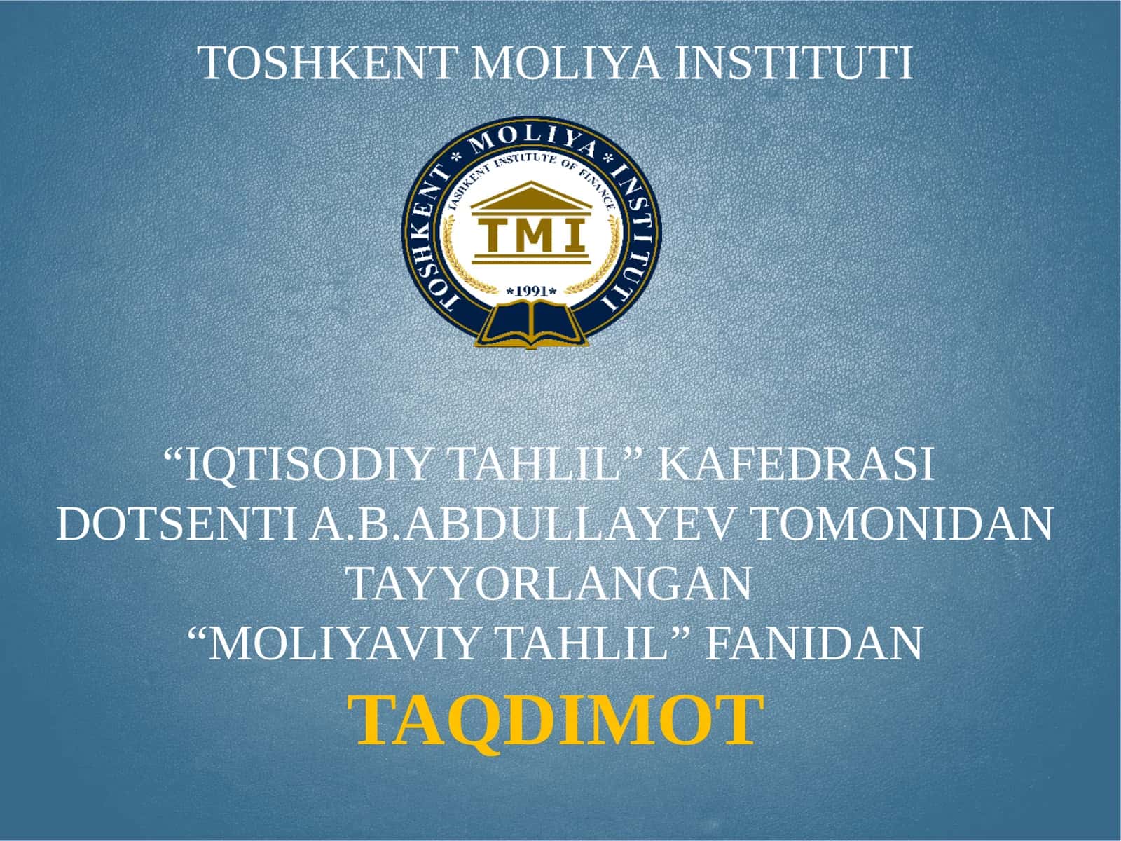 Moliyaviy tahlilning mazmuni, predmeti va vazifalari 1