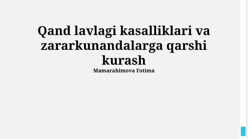 Qand lavlagi kasalliklari va zararkunandalarga qarshi kurash 1