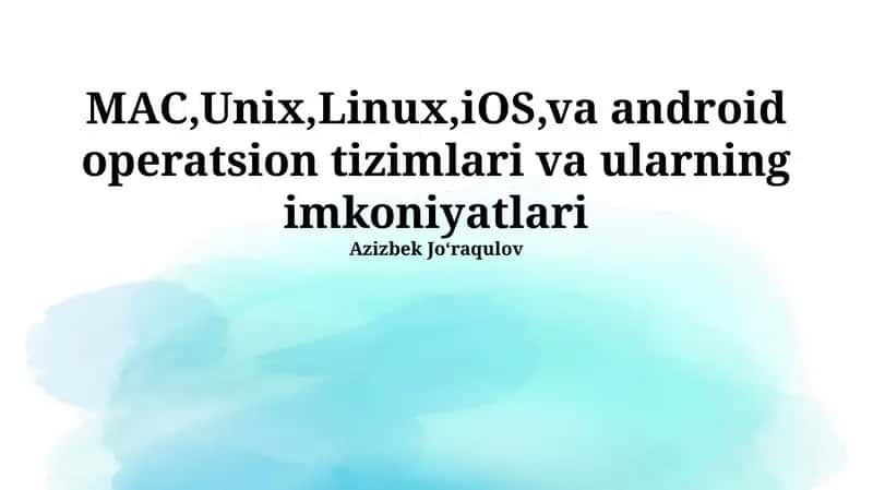 Operatsion tizimlarning umumiy tavsifi 1