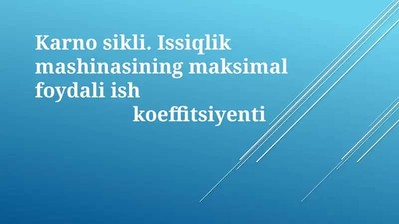 Karnosikli Issiqlik mashinasi 1