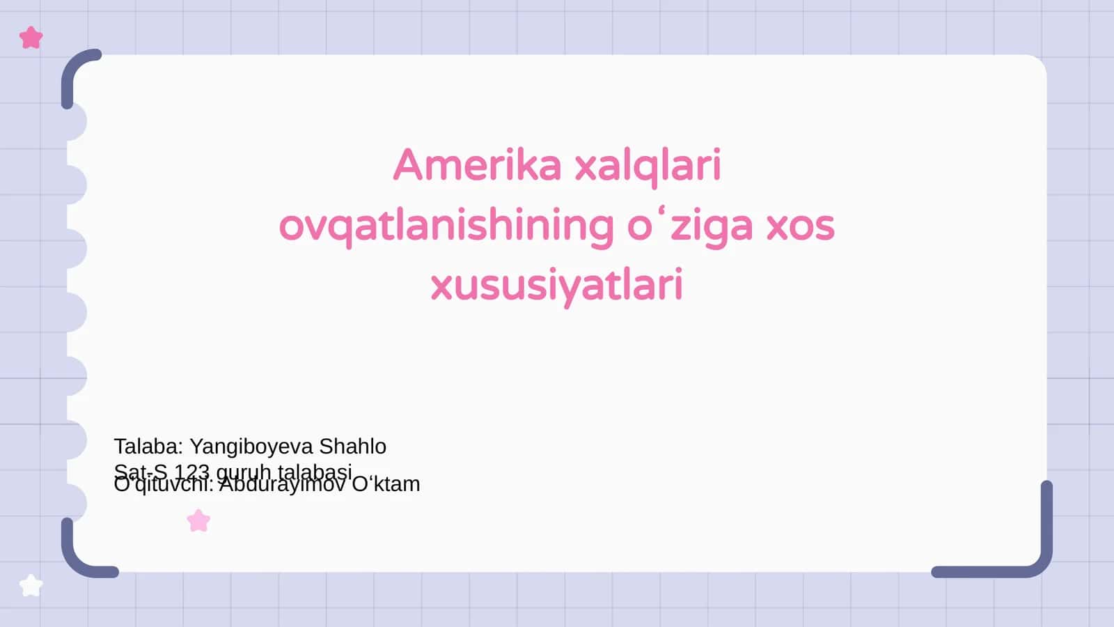 Amerika xalqlari ovqatlanishining oʻziga xos xususiyatlari 1