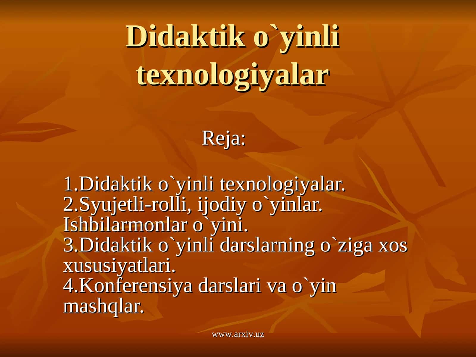 Didaktik o`yinli texnologiyalar 1