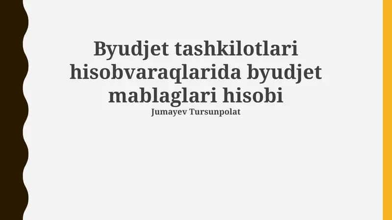 Бюджет маблағларининг ҳисобини юритиш тартиби 1