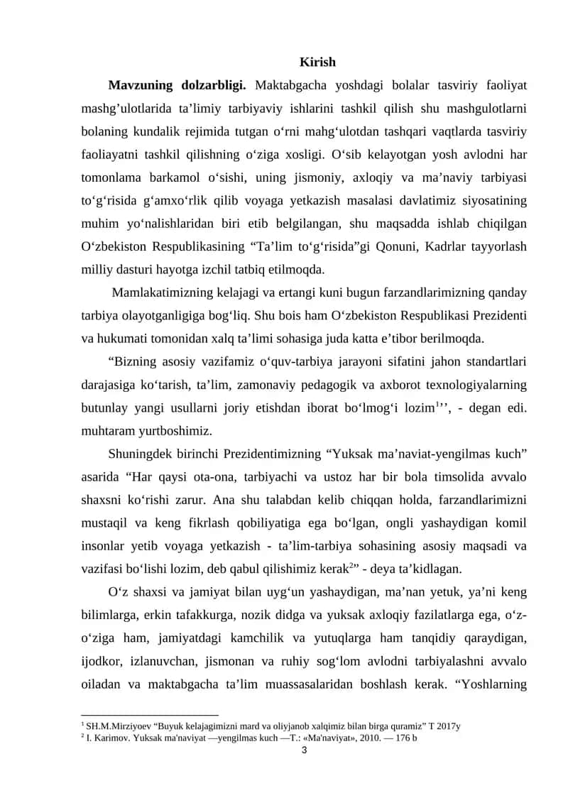 Maktabgacha yoshdagi bolalar tasviriy faoliyat mashg’ulotlari 1