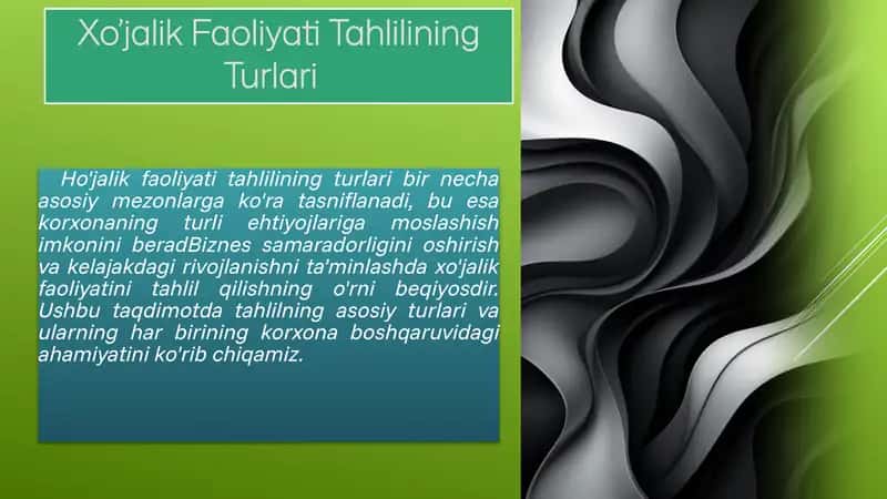 Xo’jalik FaoliyatiTahliliningTurlari 1