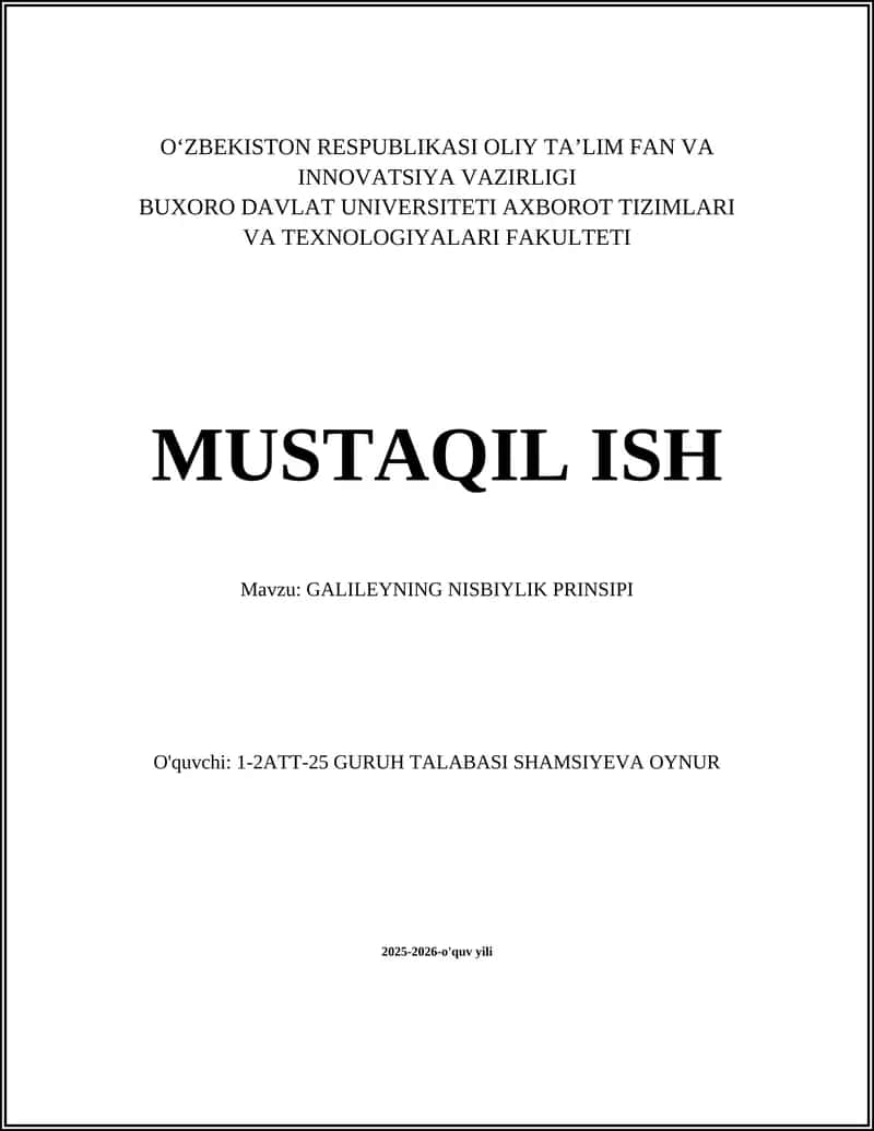 GALILEYNING NISBIYLIK PRINSIPI 1