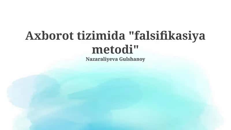 Falsifikasiya Metodi 1