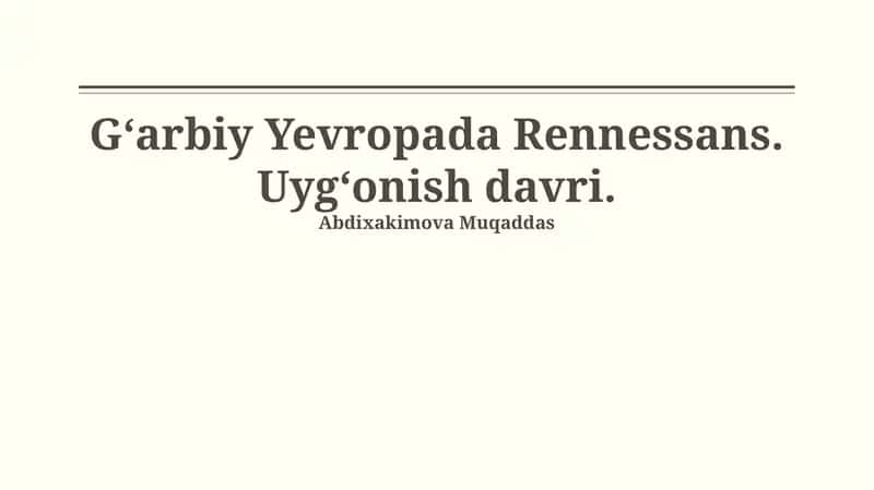 Uygʻonish davrining madaniy va badiiy yutuqlari 1