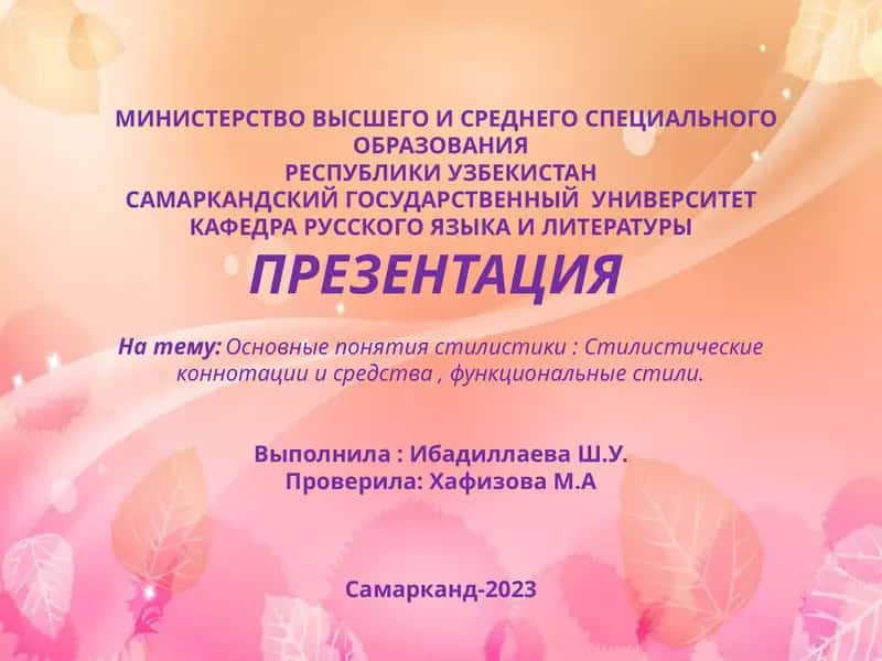 Основные понятия стилистики 1