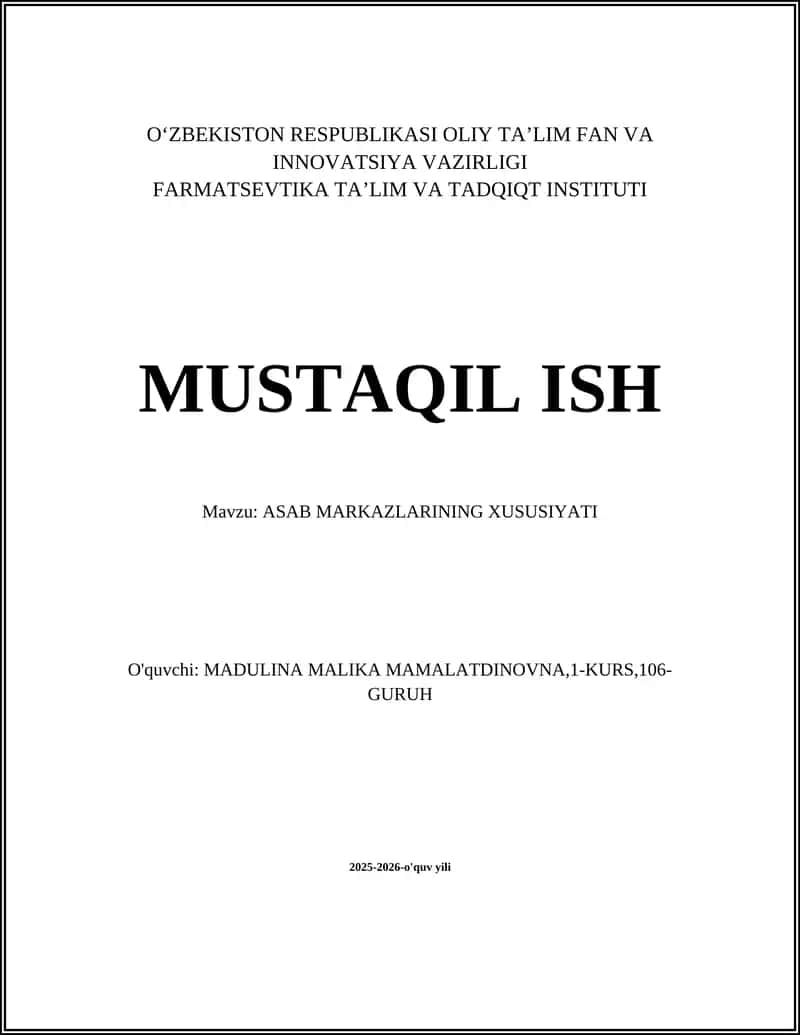 ASAB MARKAZLARINING XUSUSIYATI 1
