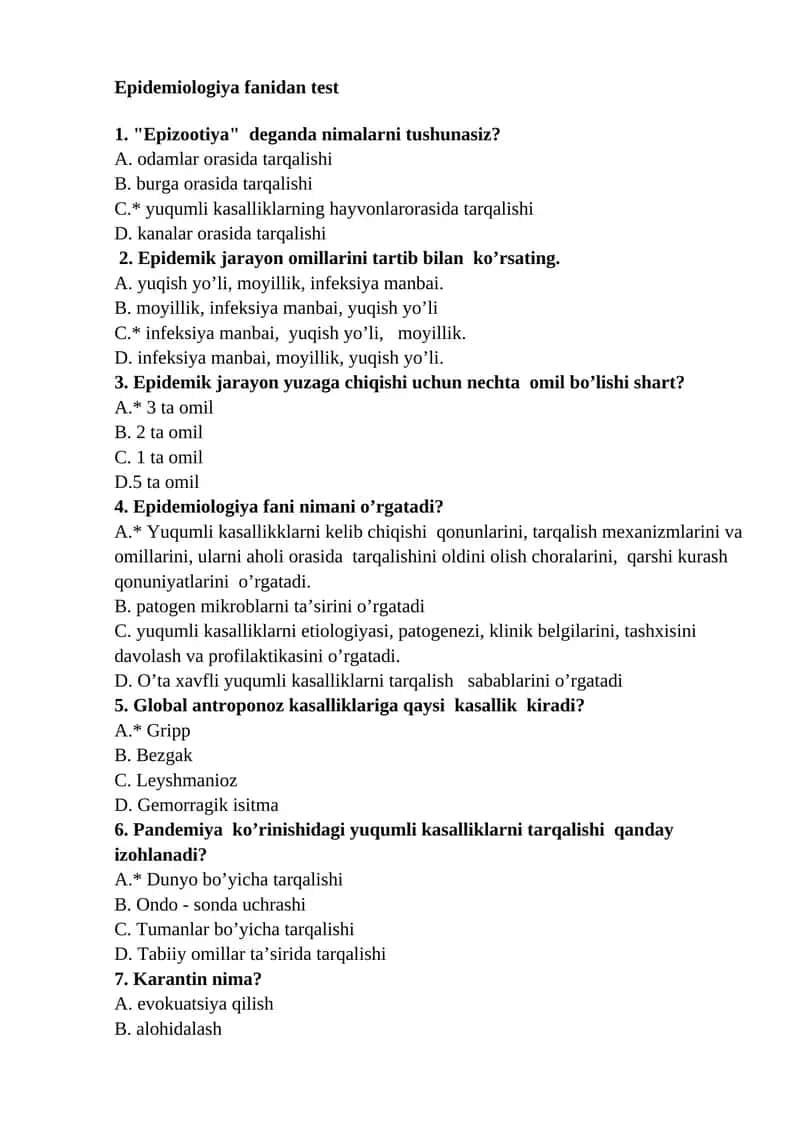 Epidemiologiya fanidan test 1