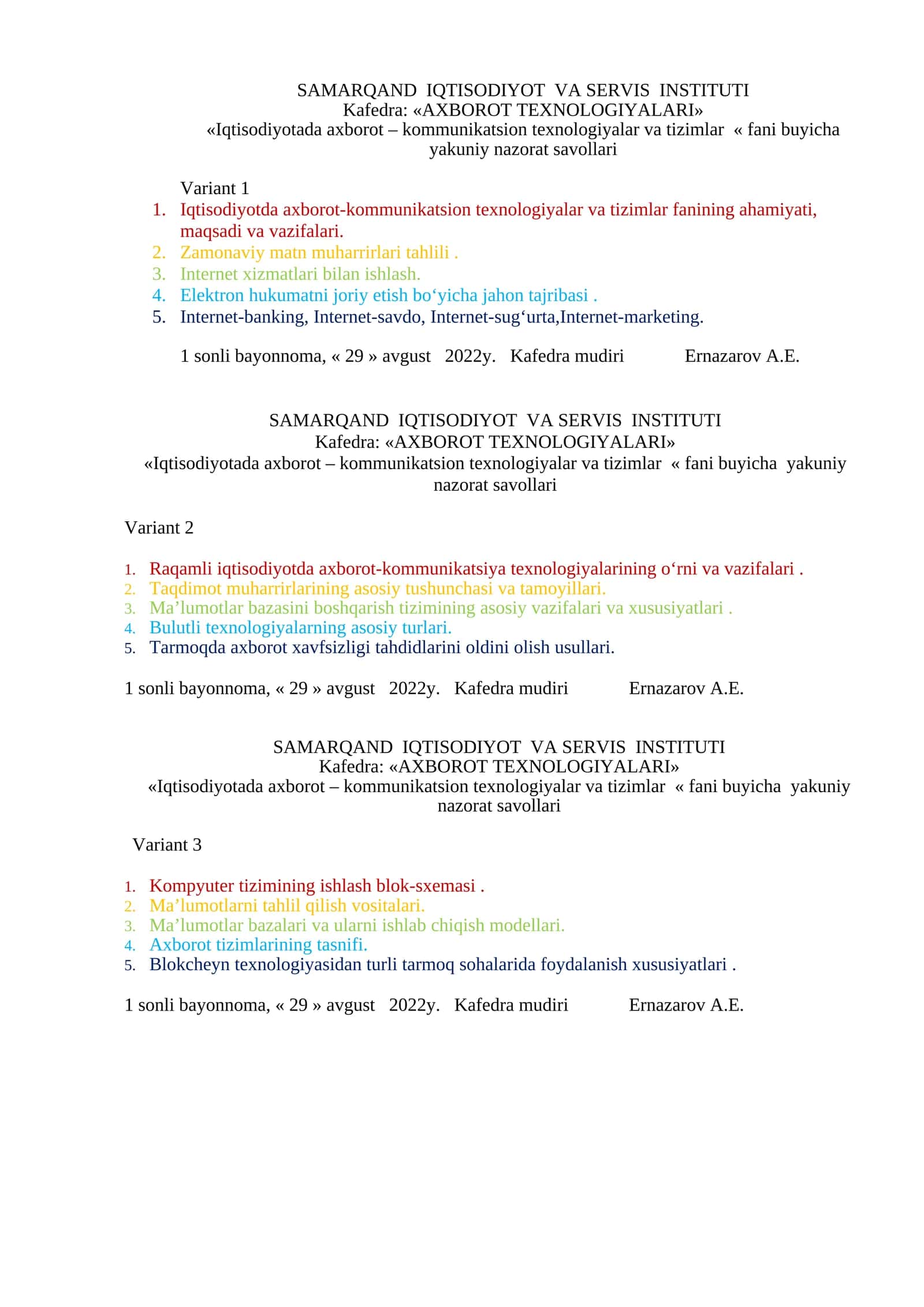 Iqtisodiyotda axborot-kommunikatsion texnologiyalar va tizimlar 1