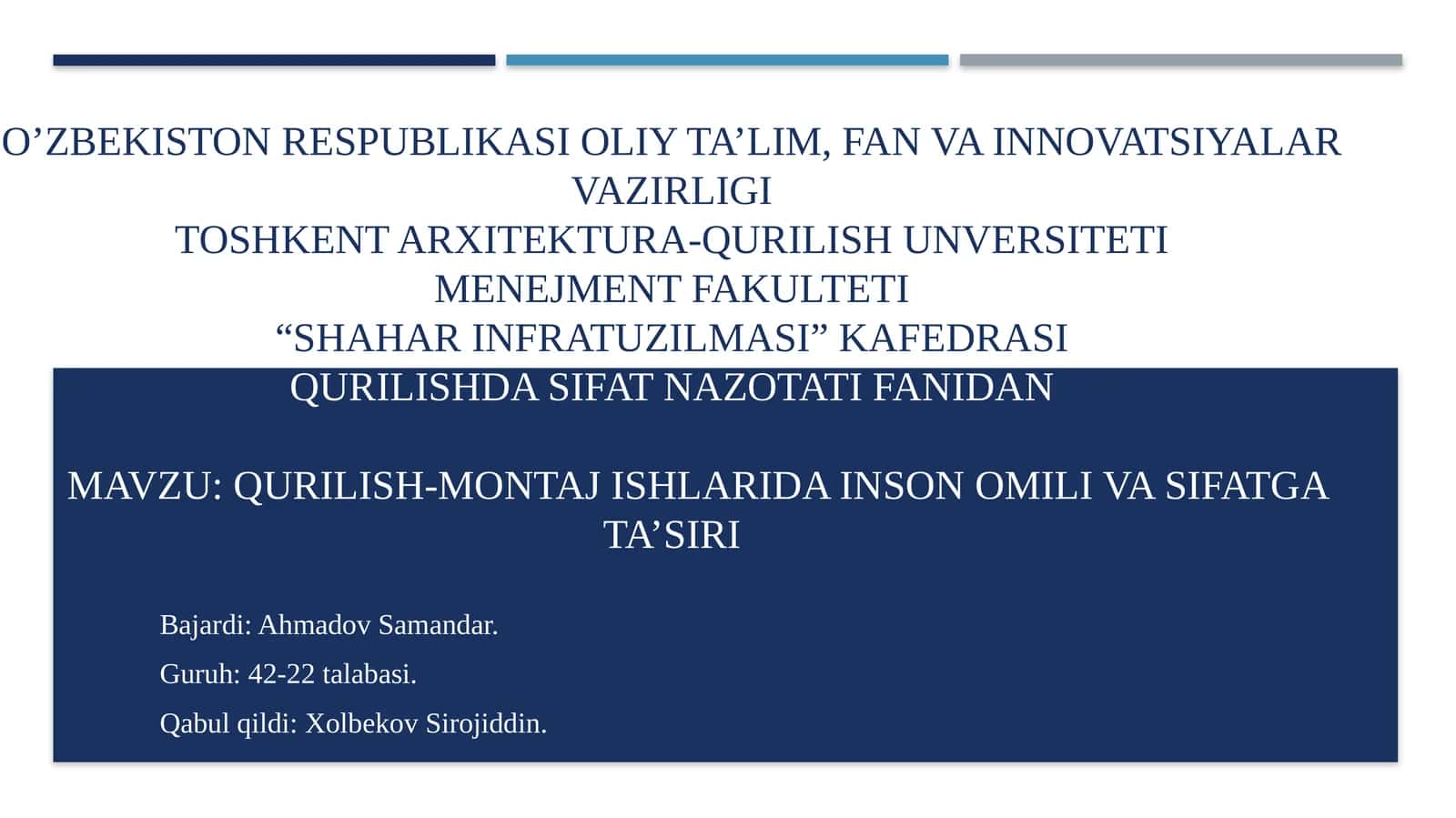 Qurilish-montaj ishlarida inson omili va sifatga ta'siri 1