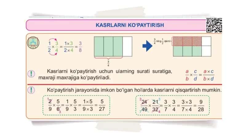 kasrlarni ko'paytirish 1