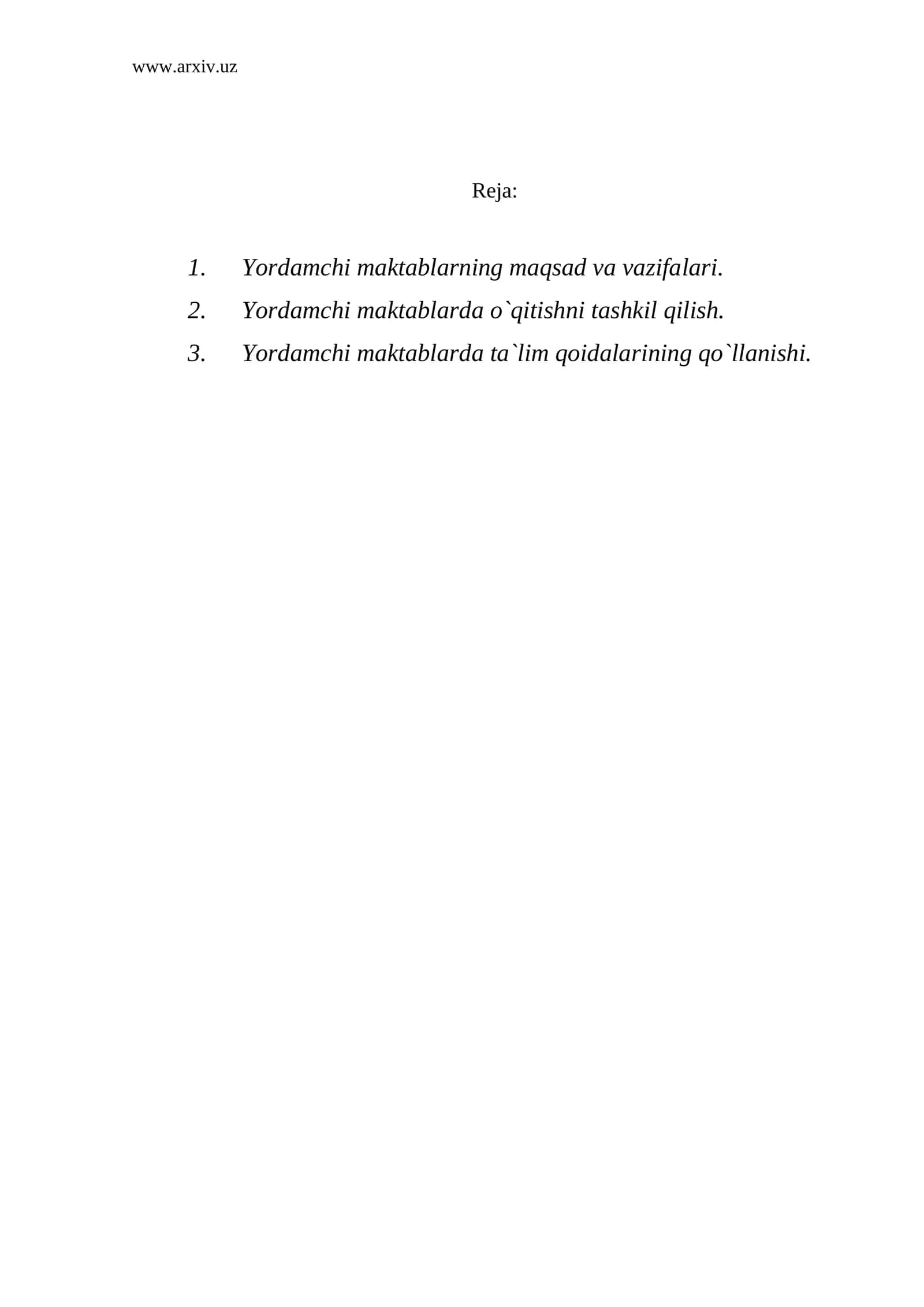 Yordamchi maktablarning maqsad va vazifalari 1