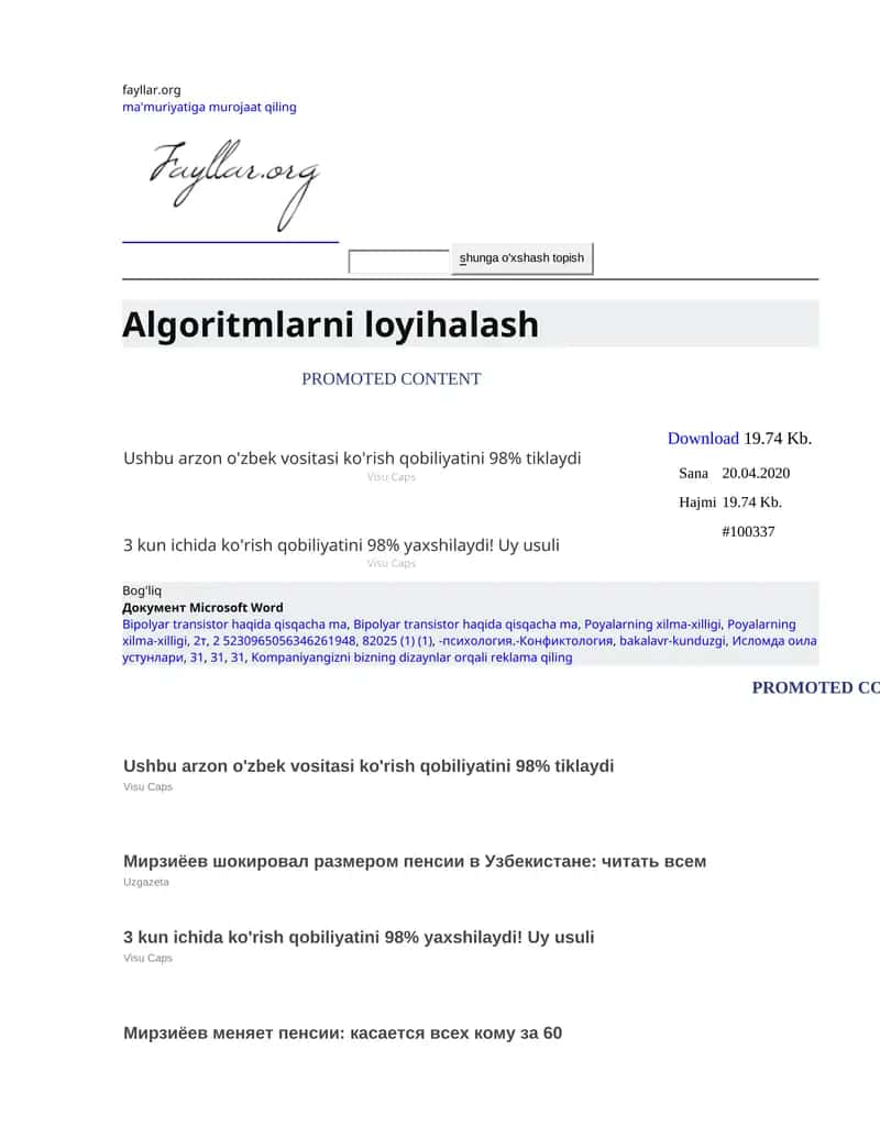 Algoritmlarni loyihalash 1