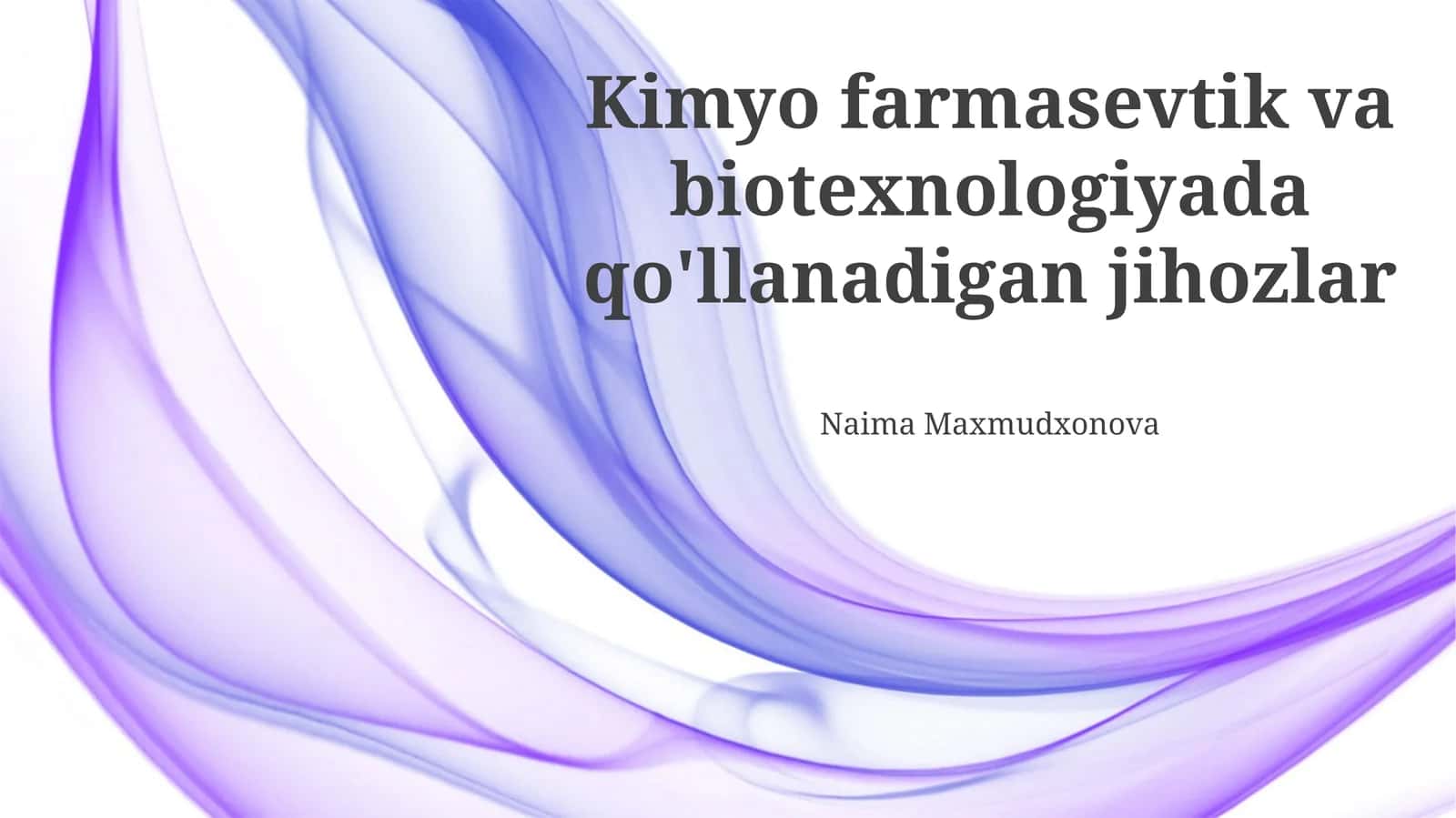 Kimyo farmasevtik va biotexnologiyada qo'llanadigan jihozlar 1