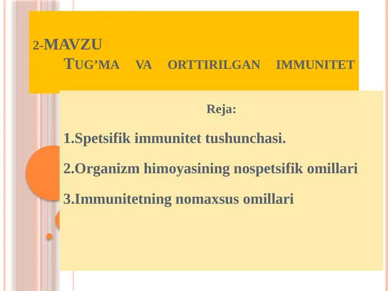 Tug’mava orttirilgan immunitet 1