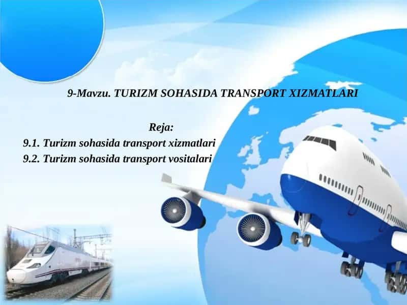 TURIZM SOHASIDA TRANSPORT XIZMATLARI 1