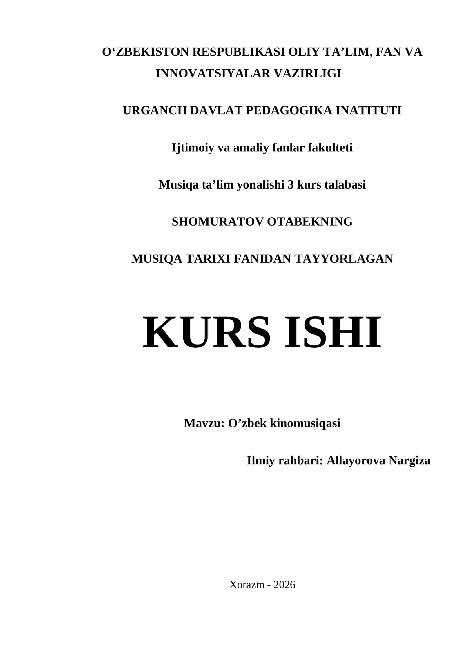 O'zbek kinomusiqasi kurs ishi 1