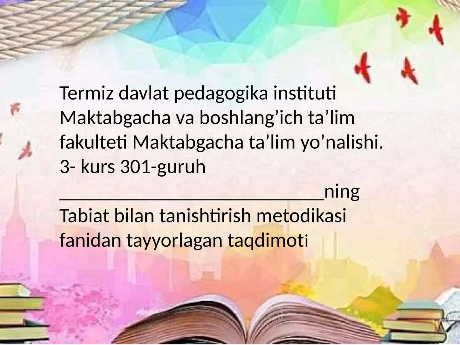 Tabiat bilan tanishtirish shakllari 1