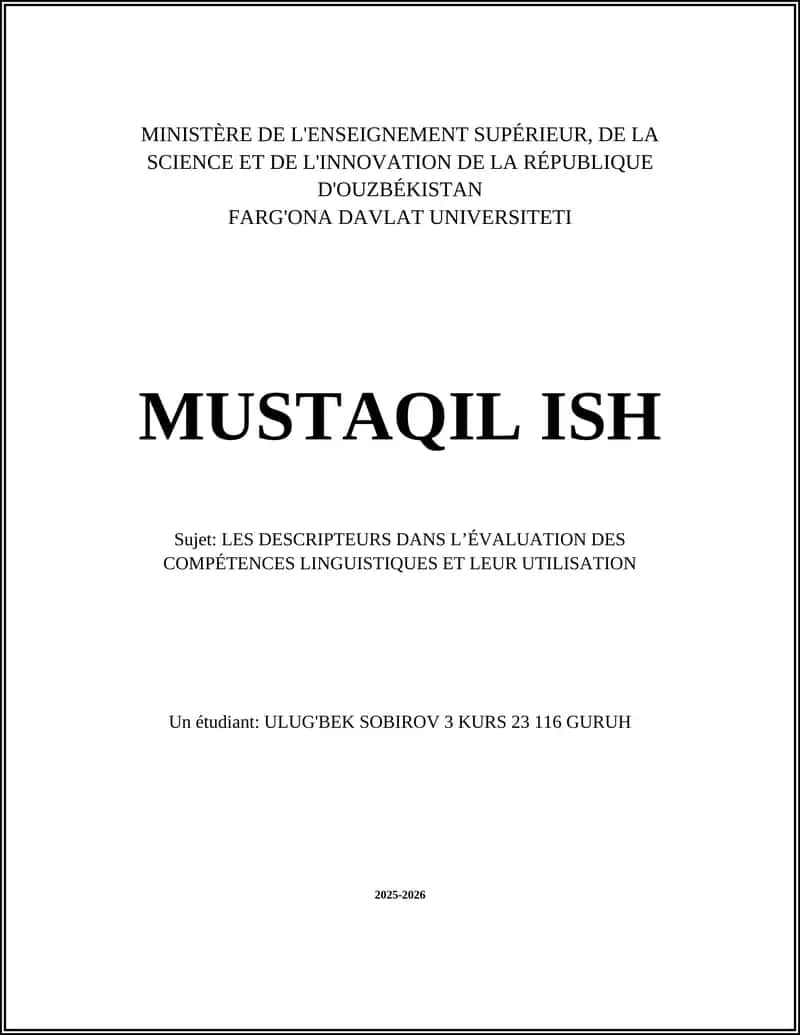 LES DESCRIPTEURS DANS L’ÉVALUATION DES COMPÉTENCES LINGUISTIQUES 1