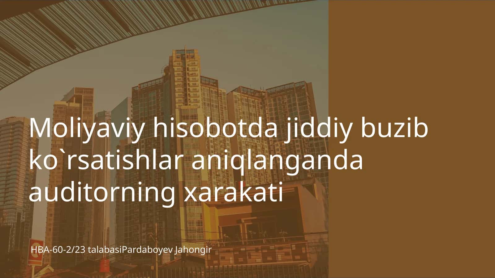 Moliyaviy hisobotda jiddiy buzib ko`rsatishlar aniqlanganda auditorning xarakati 1