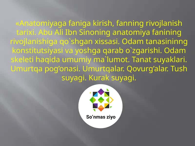 Anatomiya faniga kirish 1