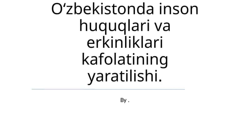 Inson huquqlari va erkinliklari kafolatining yaratilishi 1
