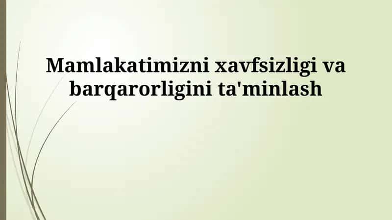Mamlakatimizni xavfsizligi va barqarorligini ta'minlash 1