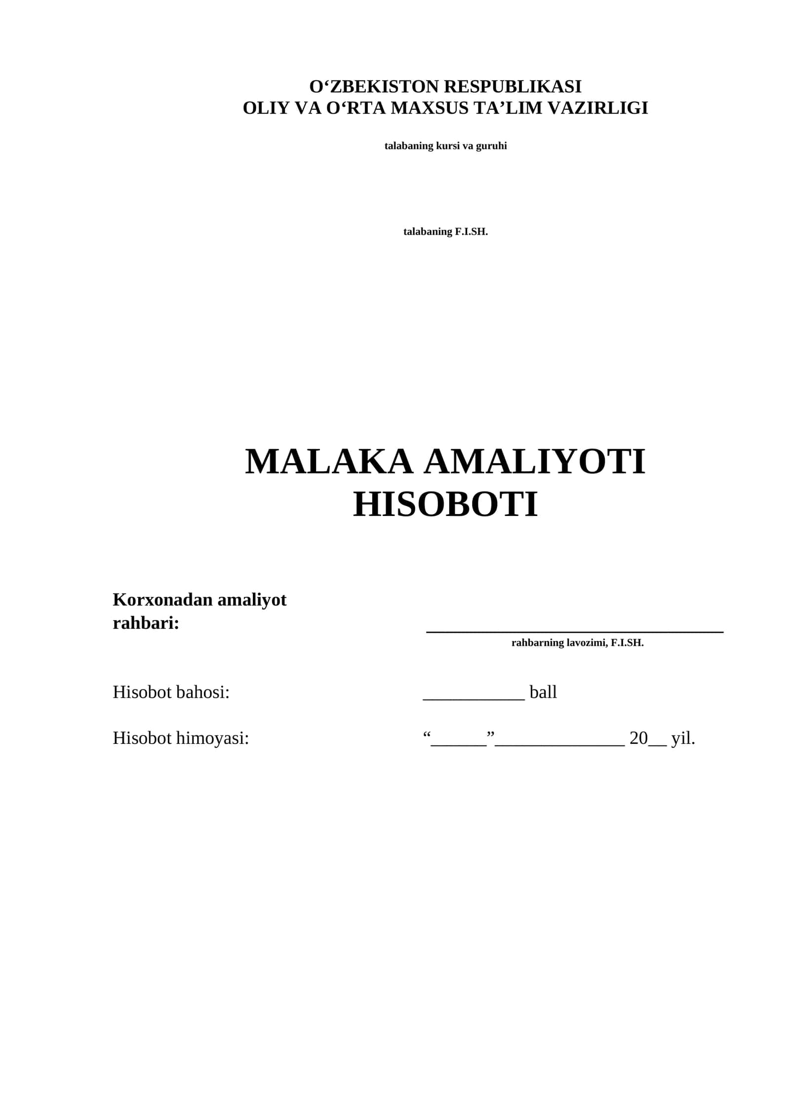 Korxonadan MALAKAviy AMALIYOTI, Buxgalteriya hisobining registrlari va shakllari bilan tanishish 1