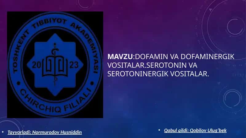 Dofamin va dofaminergik vositalar, Serotonin va serotoninergik vositalar 1