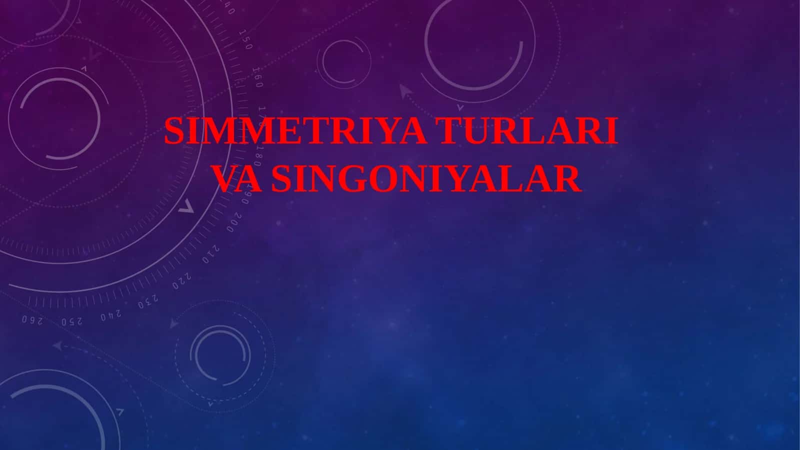 Simmetriya turlari va singoniyalar 1