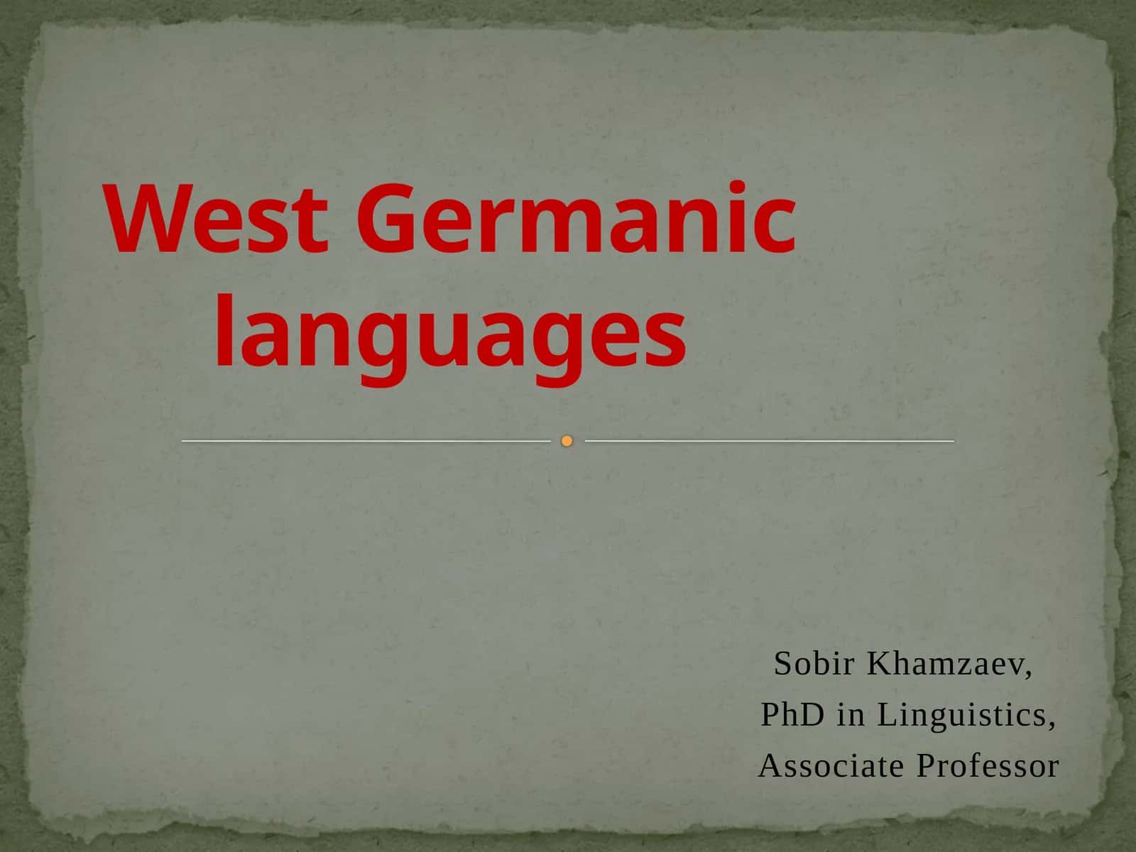 West Germanic languages 1