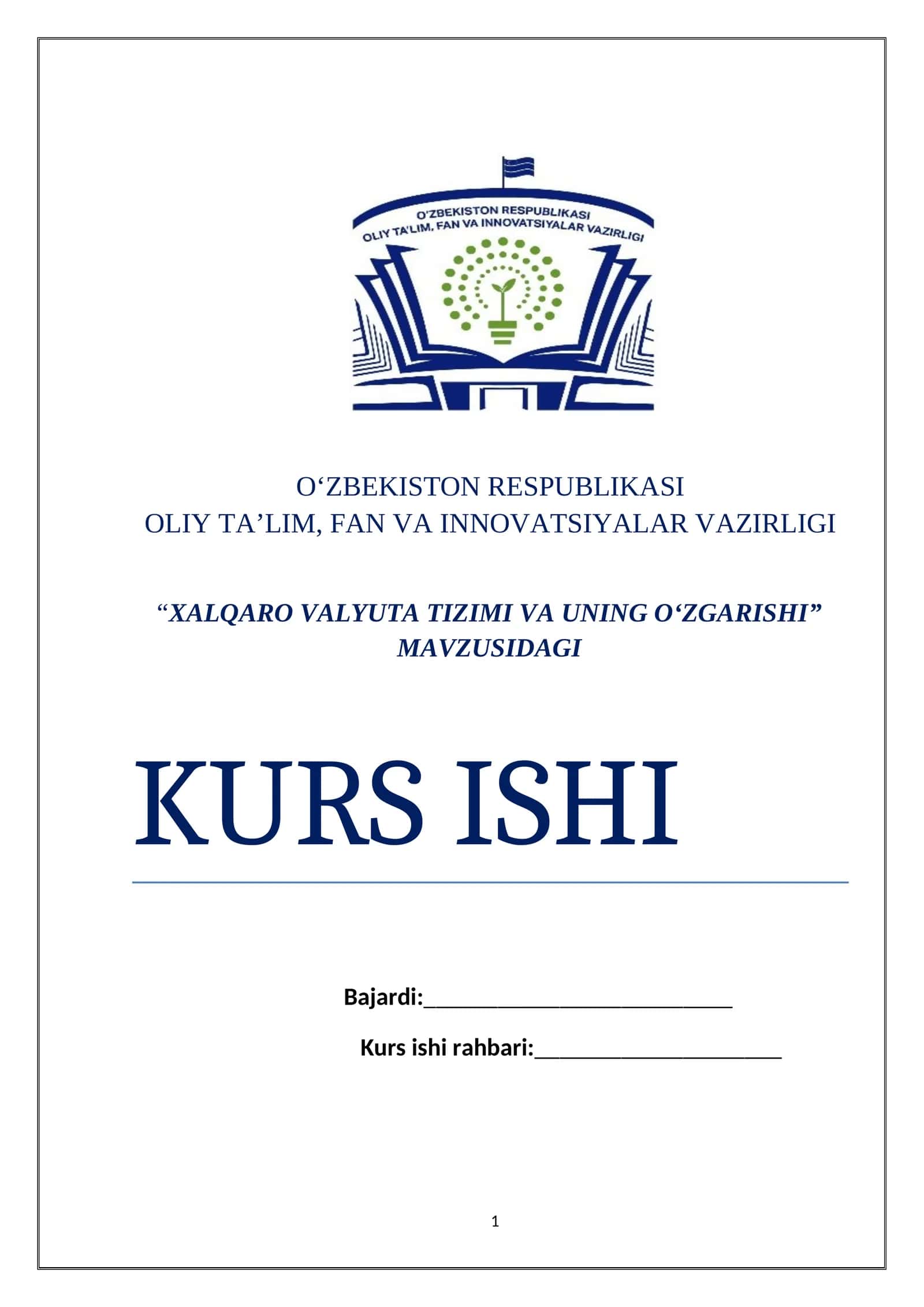 XALQARO VALYUTA TIZIMI VA UNING O‘ZGARISHI 1